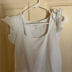A New Day White Ruffled Cap Sleeve Blouse